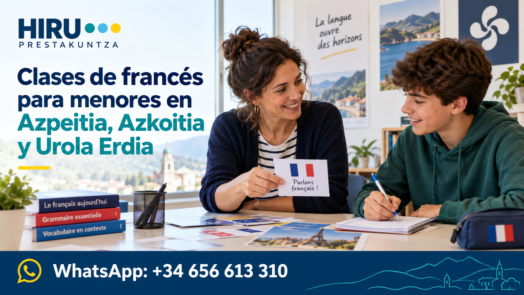 Clases de francés para menores de Azpeitia, Azkoitia y Urola Erdia con HIRU PRESTAKUNTZA