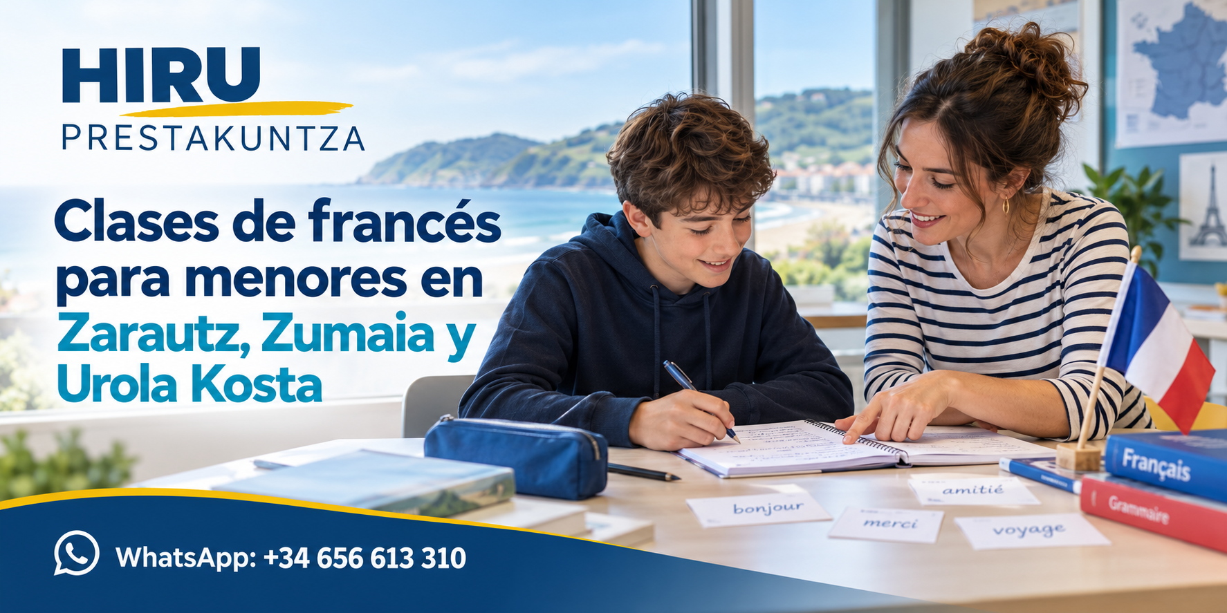 Clases de francés para menores de Zarautz, Zumaia y Urola Kosta con HIRU PRESTAKUNTZA